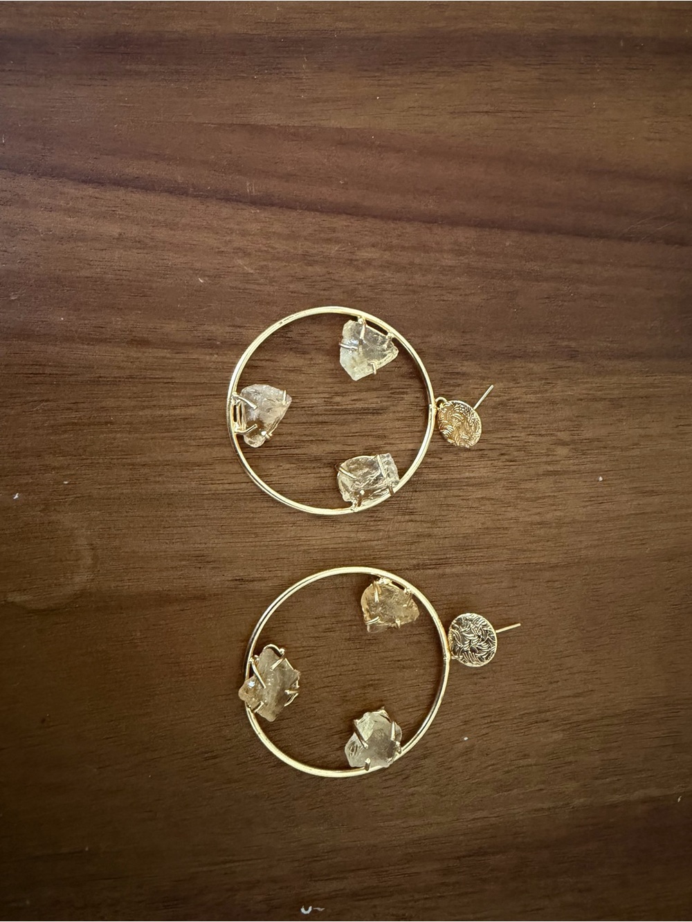 Gold Hoop Earrings with Clear Crystal Accents - Women Jewelry
